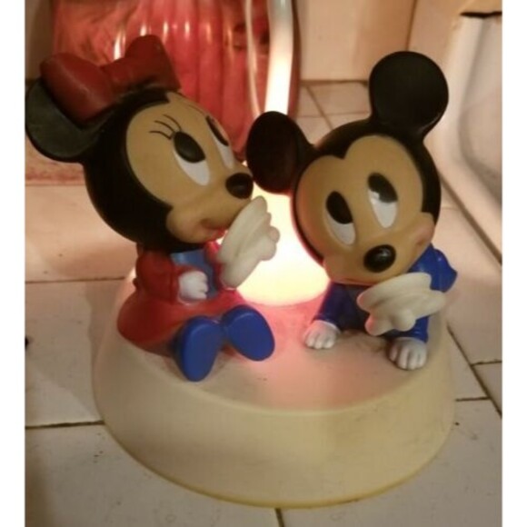 Vintage 1970s Disney Mickey & Minnie Mouse Nursery Table Lamp w/ Night Light - Picture 5 of 5